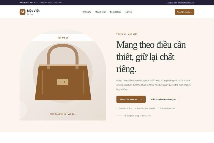 Ảnh chụp Giao diện HTML túi và ví — Kể chuyện | WZ-034