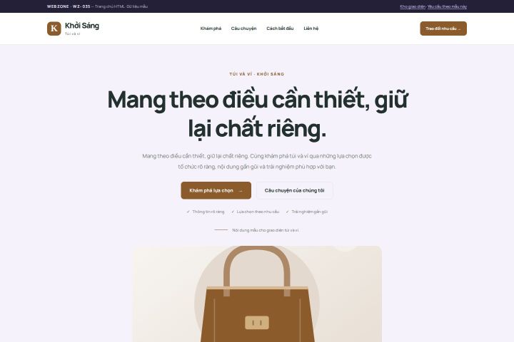 Ảnh chụp Giao diện HTML túi và ví — Tập trung chuyển đổi | WZ-035