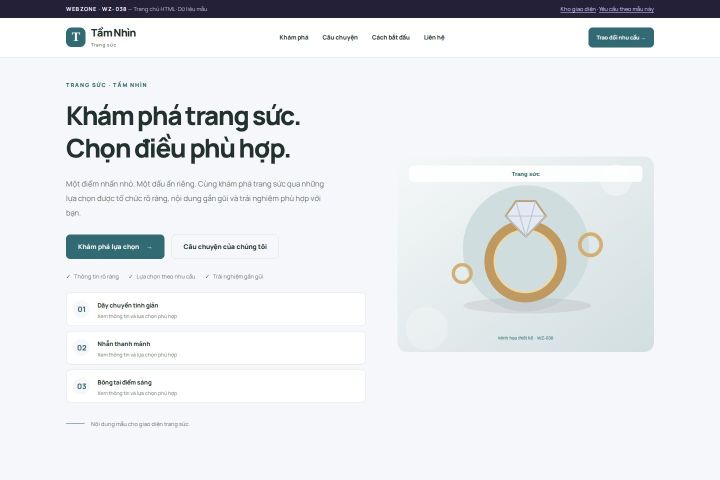 Ảnh chụp Giao diện HTML trang sức — Trưng bày | WZ-038