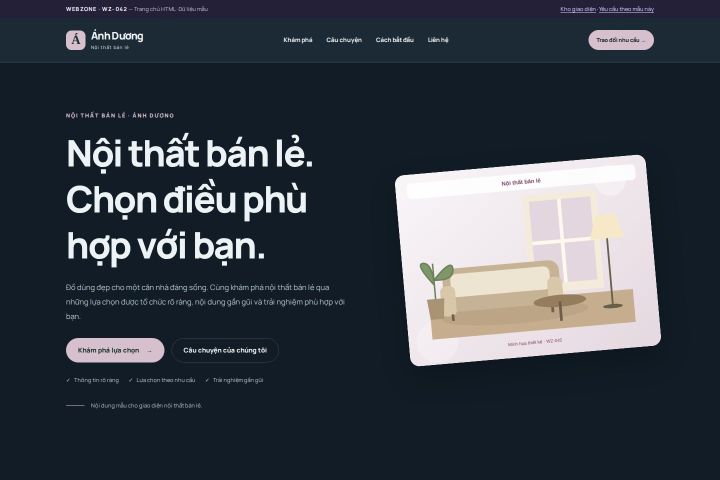 Ảnh chụp Giao diện HTML nội thất bán lẻ — Nổi bật | WZ-042