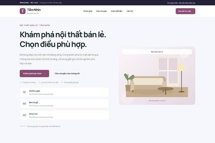 Ảnh chụp Giao diện HTML nội thất bán lẻ — Trưng bày | WZ-043