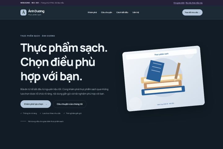 Ảnh chụp Giao diện HTML thực phẩm sạch — Nổi bật | WZ-051