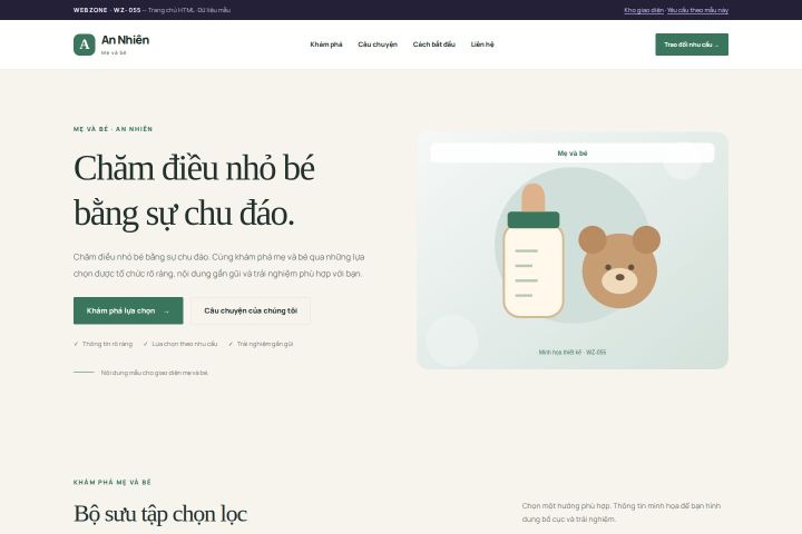 Ảnh chụp Giao diện HTML mẹ và bé — Thanh lịch | WZ-055