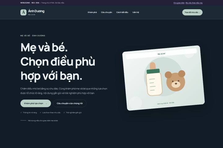 Ảnh chụp Giao diện HTML mẹ và bé — Nổi bật | WZ-056