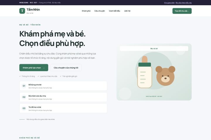 Ảnh chụp Giao diện HTML mẹ và bé — Trưng bày | WZ-057
