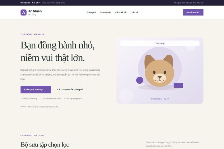 Ảnh chụp Giao diện HTML thú cưng — Thanh lịch | WZ-060