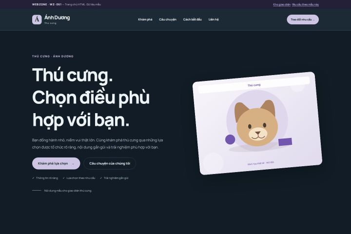 Ảnh chụp Giao diện HTML thú cưng — Nổi bật | WZ-061