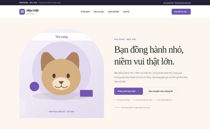 Ảnh chụp Giao diện HTML thú cưng — Kể chuyện | WZ-063