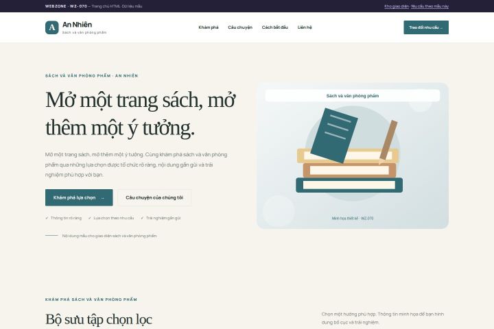 Ảnh chụp Giao diện HTML sách và văn phòng phẩm — Thanh lịch | WZ-070