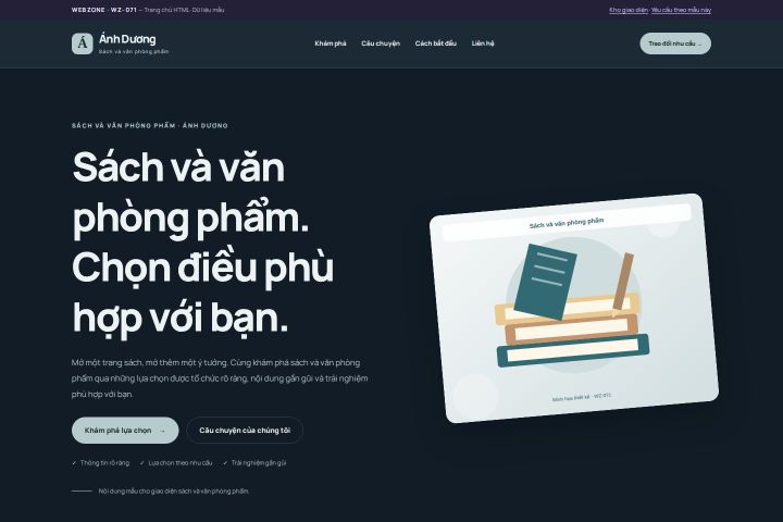 Ảnh chụp Giao diện HTML sách và văn phòng phẩm — Nổi bật | WZ-071