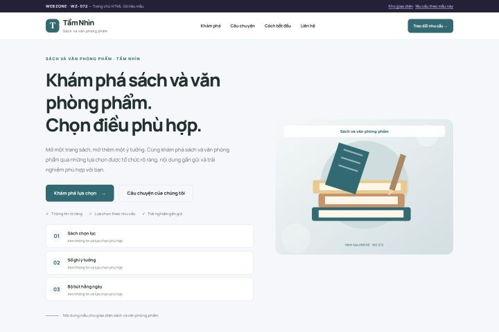 Ảnh chụp Giao diện HTML sách và văn phòng phẩm — Trưng bày | WZ-072