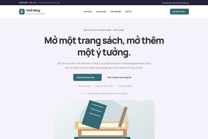 Ảnh chụp Giao diện HTML sách và văn phòng phẩm — Tập trung chuyển đổi | WZ-074