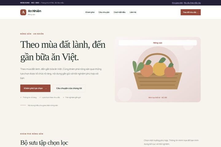 Ảnh chụp Giao diện HTML nông sản — Thanh lịch | WZ-080