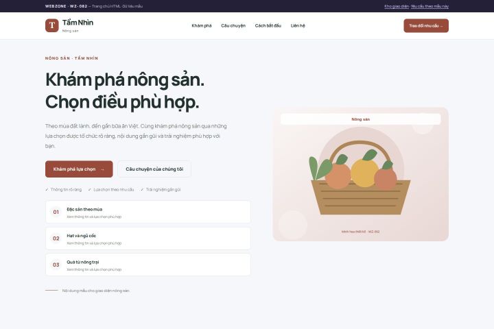 Ảnh chụp Giao diện HTML nông sản — Trưng bày | WZ-082