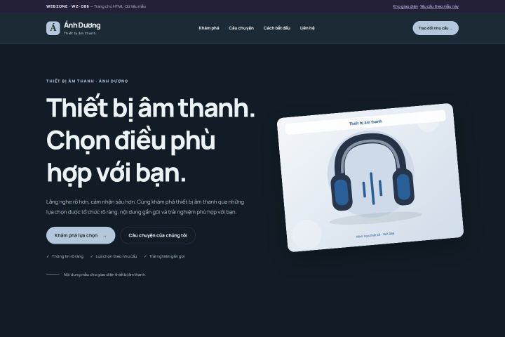 Ảnh chụp Giao diện HTML thiết bị âm thanh — Nổi bật | WZ-086