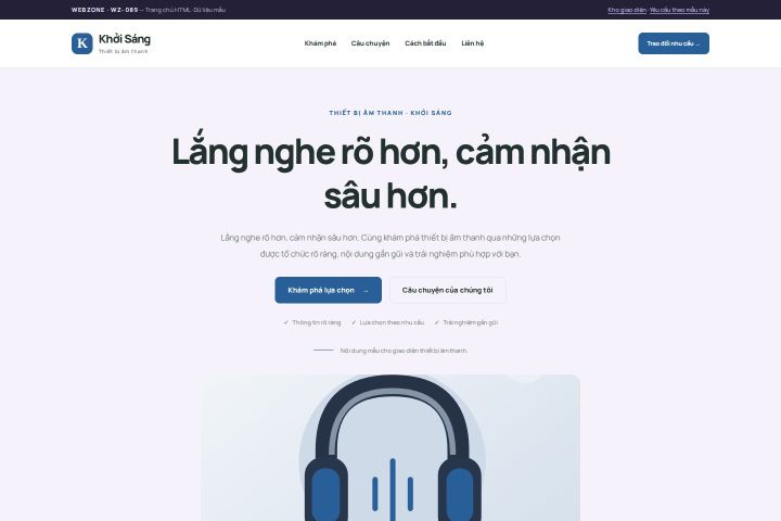 Ảnh chụp Giao diện HTML thiết bị âm thanh — Tập trung chuyển đổi | WZ-089
