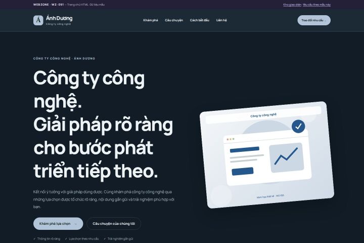 Ảnh chụp Giao diện HTML công ty công nghệ — Nổi bật | WZ-091