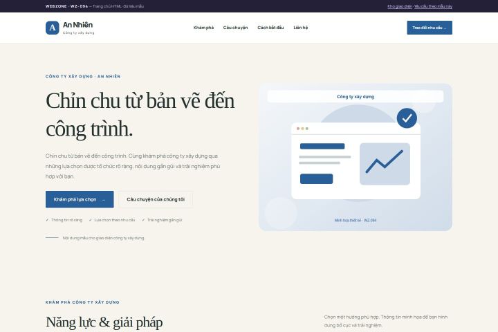 Ảnh chụp Giao diện HTML công ty xây dựng — Thanh lịch | WZ-094
