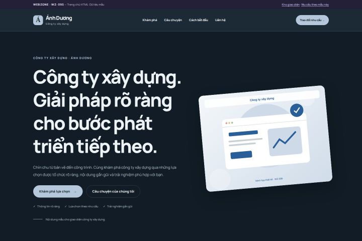 Ảnh chụp Giao diện HTML công ty xây dựng — Nổi bật | WZ-095