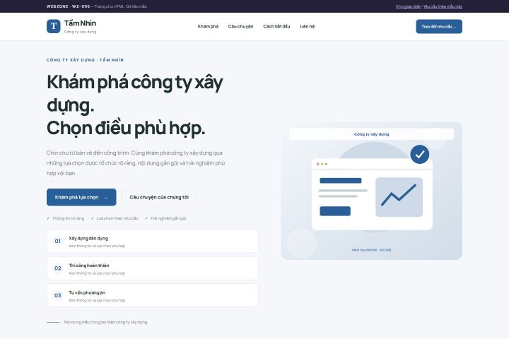 Ảnh chụp Giao diện HTML công ty xây dựng — Trưng bày | WZ-096