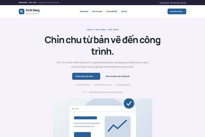 Ảnh chụp Giao diện HTML công ty xây dựng — Tập trung chuyển đổi | WZ-098