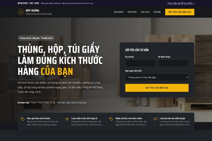 Mẫu giao diện xưởng bao bì giấy WZ-1000