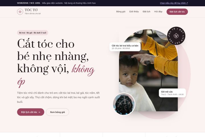 Mẫu giao diện tiệm cắt tóc trẻ em WZ-1001
