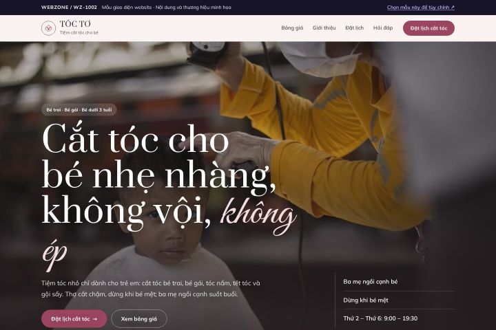 Mẫu giao diện tiệm cắt tóc trẻ em WZ-1002
