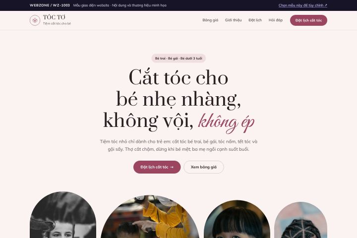 Mẫu giao diện tiệm cắt tóc trẻ em WZ-1003