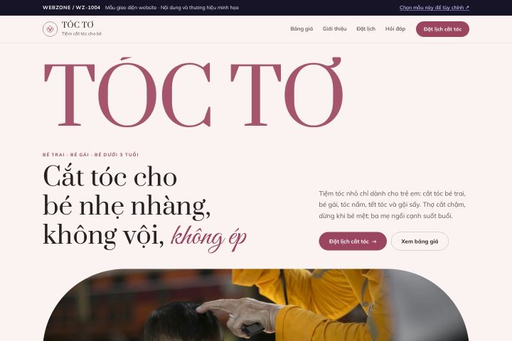 Mẫu giao diện tiệm cắt tóc trẻ em WZ-1004
