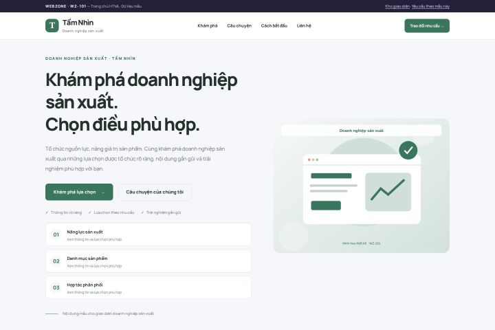Ảnh chụp Giao diện HTML doanh nghiệp sản xuất — Trưng bày | WZ-101