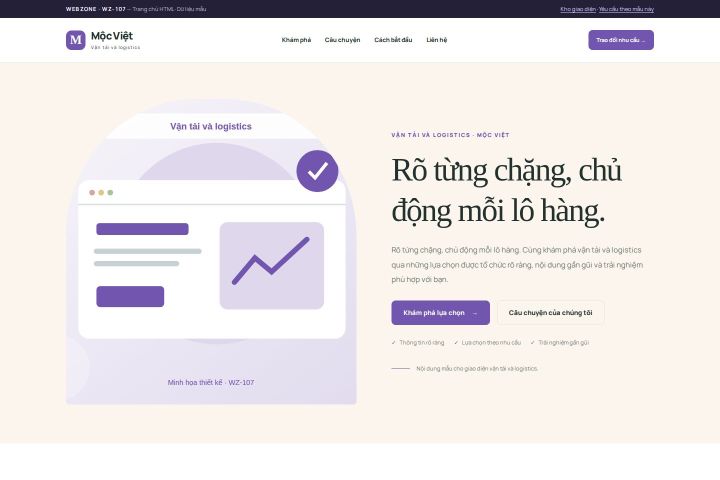 Ảnh chụp Giao diện HTML vận tải và logistics — Kể chuyện | WZ-107