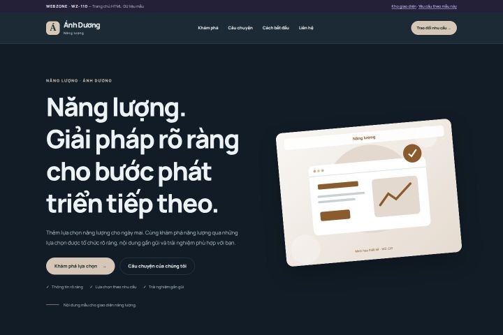 Ảnh chụp Giao diện HTML năng lượng — Nổi bật | WZ-110