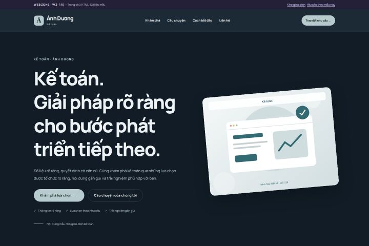 Ảnh chụp Giao diện HTML kế toán — Nổi bật | WZ-115