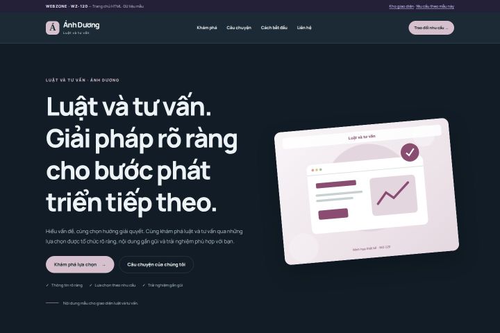 Ảnh chụp Giao diện HTML luật và tư vấn — Nổi bật | WZ-120