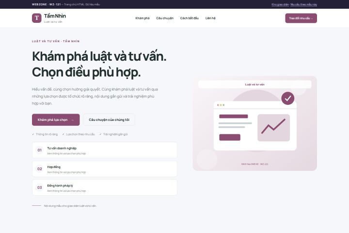 Ảnh chụp Giao diện HTML luật và tư vấn — Trưng bày | WZ-121