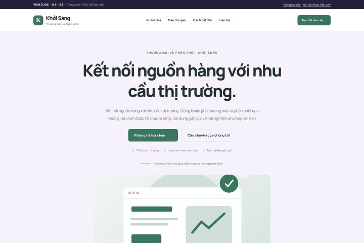 Ảnh chụp Giao diện HTML thương mại và phân phối — Tập trung chuyển đổi | WZ-138