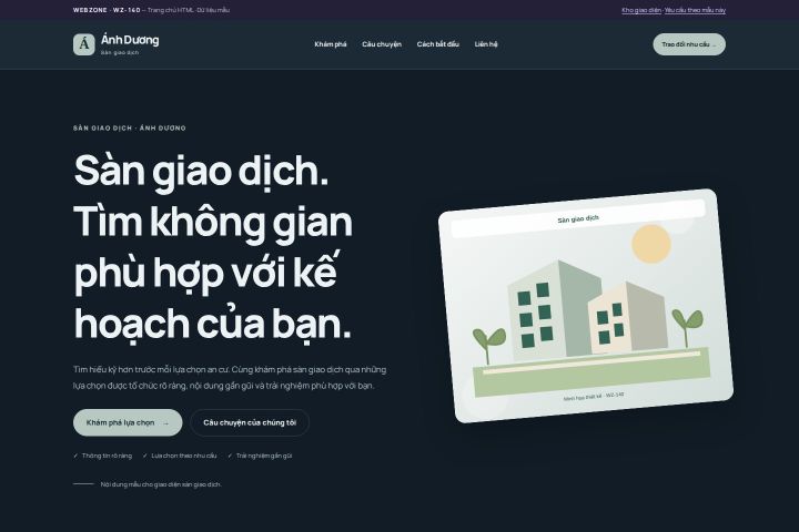Ảnh chụp Giao diện HTML sàn giao dịch — Nổi bật | WZ-140