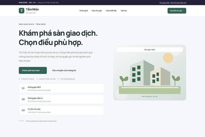Ảnh chụp Giao diện HTML sàn giao dịch — Trưng bày | WZ-141