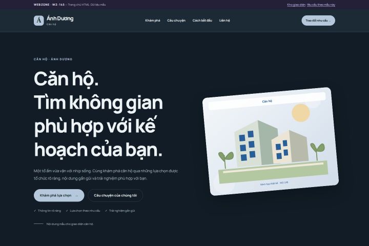 Ảnh chụp Giao diện HTML căn hộ — Nổi bật | WZ-145