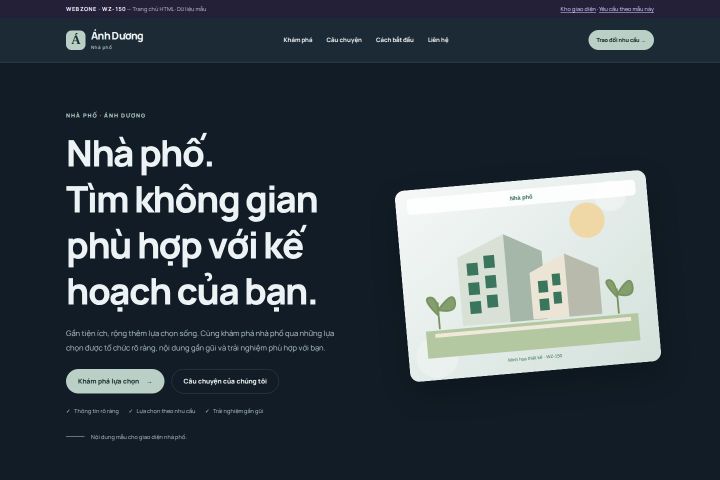 Ảnh chụp Giao diện HTML nhà phố — Nổi bật | WZ-150