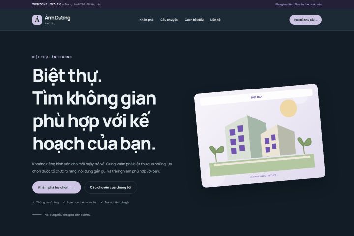 Ảnh chụp Giao diện HTML biệt thự — Nổi bật | WZ-155