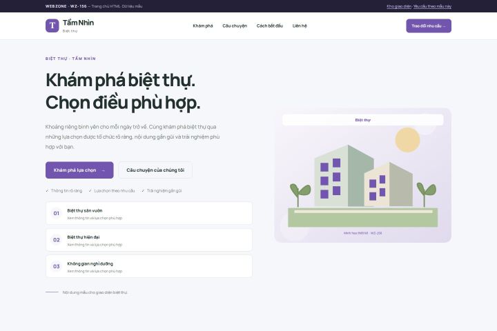 Ảnh chụp Giao diện HTML biệt thự — Trưng bày | WZ-156