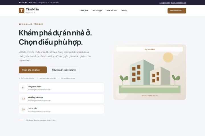 Ảnh chụp Giao diện HTML dự án nhà ở — Trưng bày | WZ-160