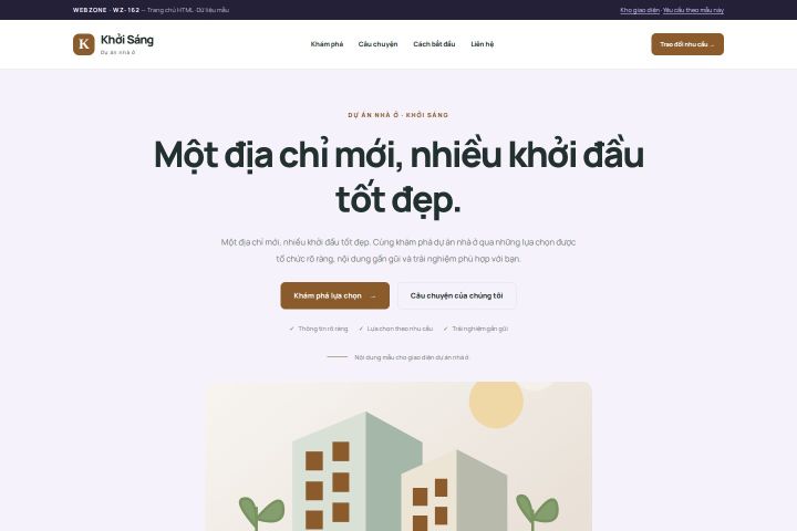 Ảnh chụp Giao diện HTML dự án nhà ở — Tập trung chuyển đổi | WZ-162