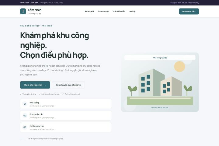 Ảnh chụp Giao diện HTML khu công nghiệp — Trưng bày | WZ-165