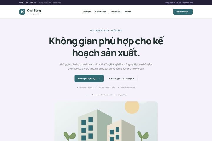 Ảnh chụp Giao diện HTML khu công nghiệp — Tập trung chuyển đổi | WZ-167