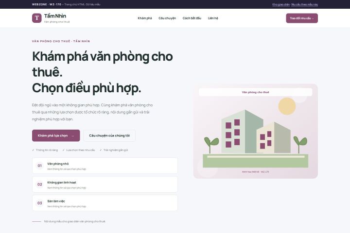 Ảnh chụp Giao diện HTML văn phòng cho thuê — Trưng bày | WZ-170
