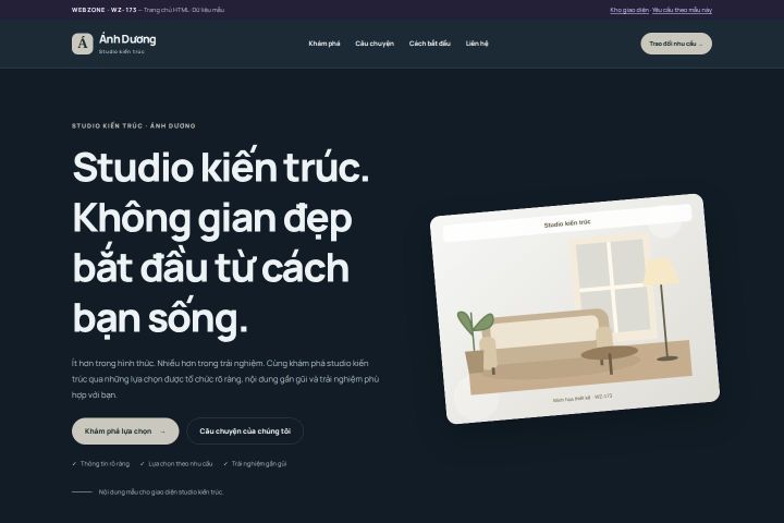 Ảnh chụp Giao diện HTML studio kiến trúc — Nổi bật | WZ-173