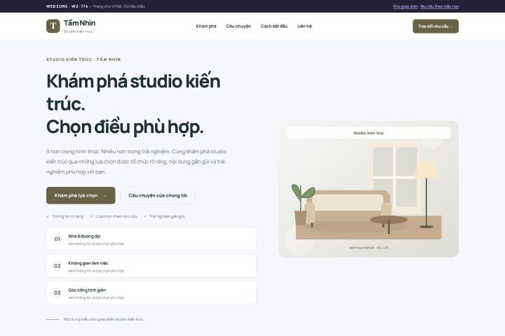 Ảnh chụp Giao diện HTML studio kiến trúc — Trưng bày | WZ-174
